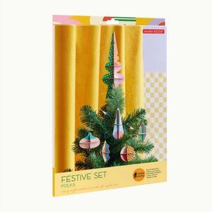 NIP Studio Roof Polka Festive 5 Christmas Ornament Set Craft Kit | Retro Style